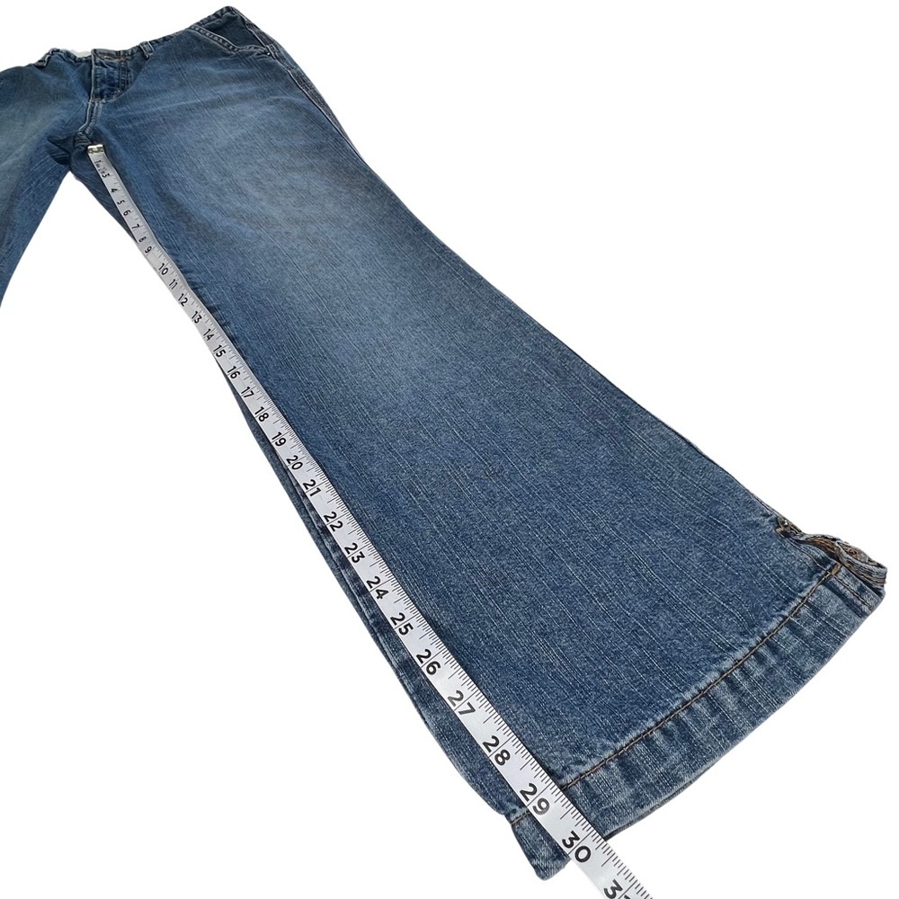 Maurices Straight Jeans Carpenter Mid Rise Utility Distressed Denim Blue 3/4 - Picture 13 of 17